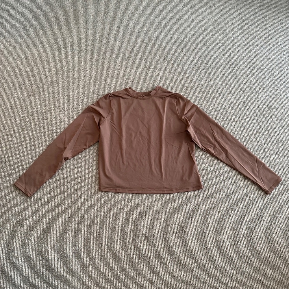 Skims Almond Swim Long Sleeve Shirt Swimsuit, Size 2X NWT - Picture 2 of 3